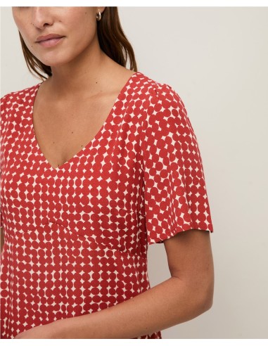 VESTIDO CORTO CREPE MC VISCOSA ROJO OSCURO
