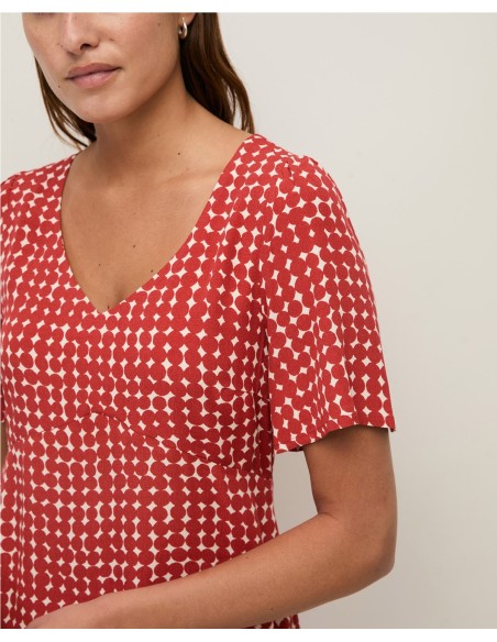 VESTIDO CORTO CREPE MC VISCOSA ROJO OSCURO