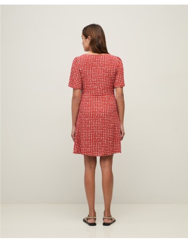 VESTIDO CORTO CREPE MC VISCOSA ROJO OSCURO