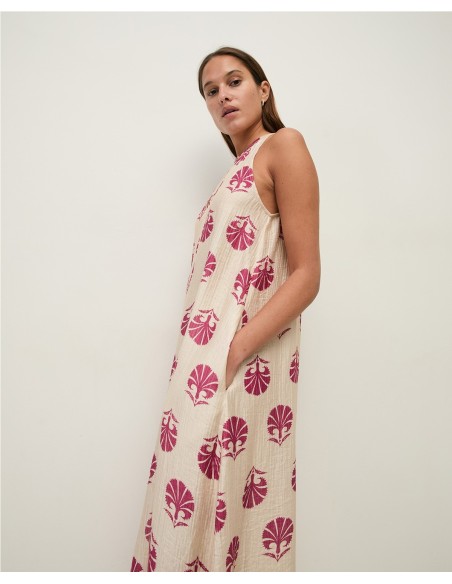 VEST.HALTER EF.ARRUGADO ESTAMP ROJO
