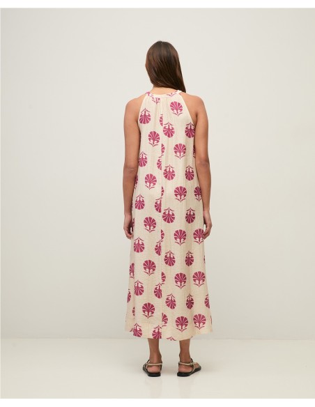 VEST.HALTER EF.ARRUGADO ESTAMP ROJO