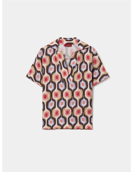 CAMISA POLERA MC EST.CIRCULOS MARRON