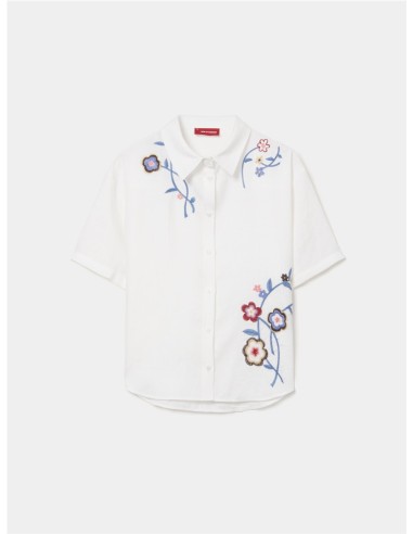 CAMISA MC BORDADO COLORES CRUDO