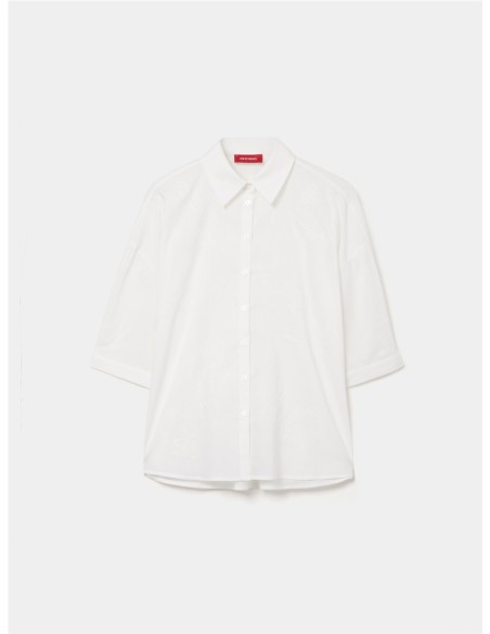 CAMISA ALGODÓN BORDADA AL TONO BLANCO