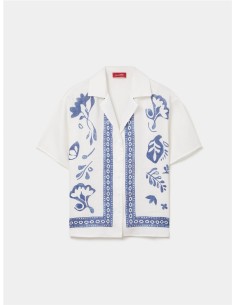 CAMISA BOAL ESTAMP.GRIEGO LINO BLANCO