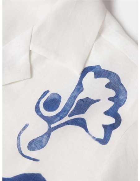 CAMISA BOAL ESTAMP.GRIEGO LINO BLANCO