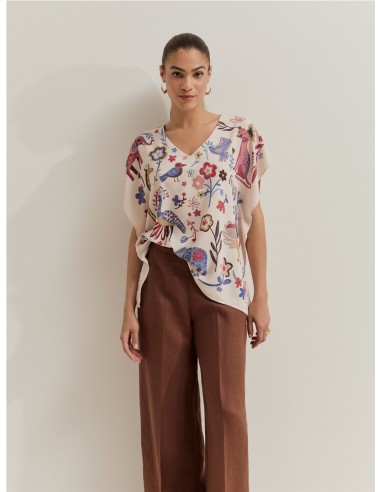 CAMISA CERRADA PICO EST ANIMAL BEIGE