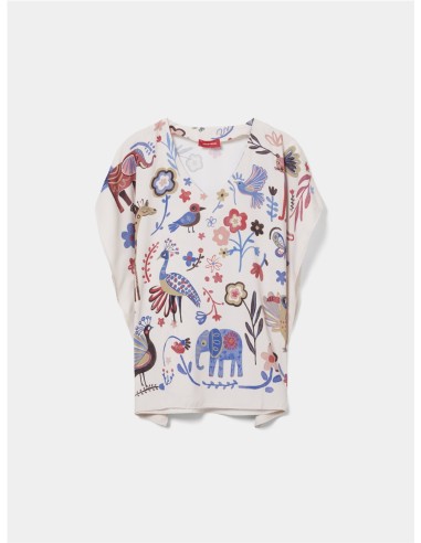 CAMISA CERRADA PICO EST ANIMAL BEIGE
