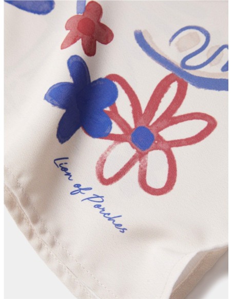 CAMISA CERRADA PICO EST ANIMAL BEIGE