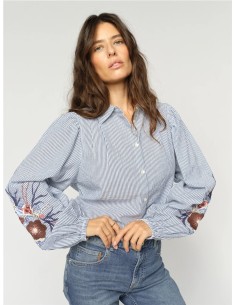CIU-CAMISA MIL RAYAS MANGA BOR AZUL