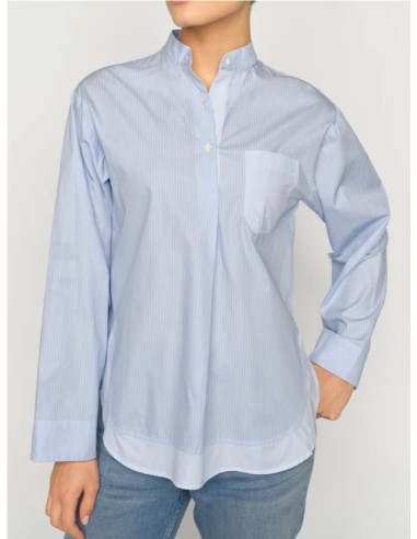 BRONWYN -CAMISA RAYAS ALGODÓN AZUL