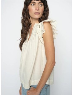 WODA- IZHA BLUSA MC VOLANTE CRUDO