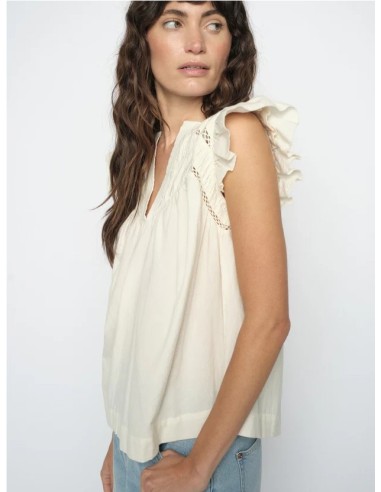 WODA- IZHA BLUSA MC VOLANTE CRUDO