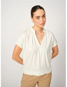 SHIRA-CAMISETA PICO PLIEGUE DE CRUDO