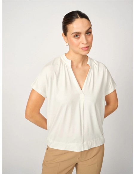 SHIRA-CAMISETA PICO PLIEGUE DE CRUDO
