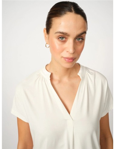 SHIRA-CAMISETA PICO PLIEGUE DE CRUDO