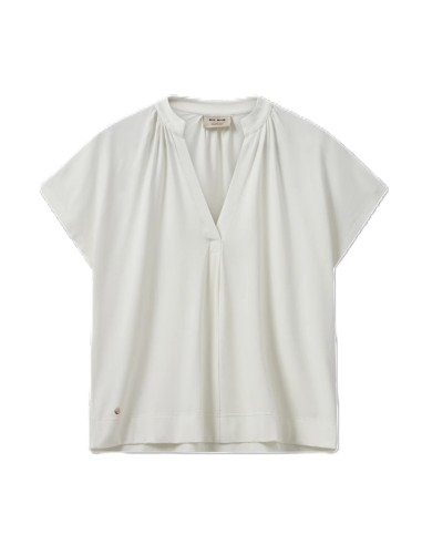 SHIRA-CAMISETA PICO PLIEGUE DE CRUDO