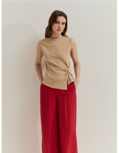 CAMISETA SM DRAPEADO LATER.CR BEIGE 2