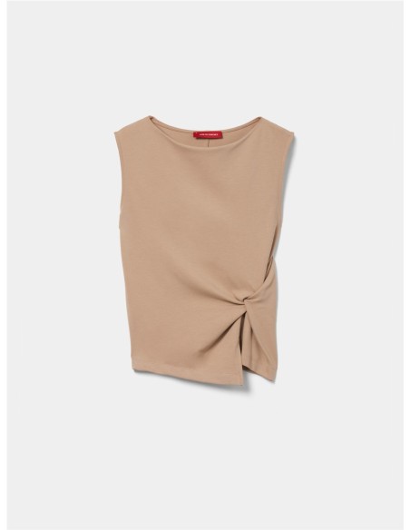 CAMISETA SM DRAPEADO LATER.CR BEIGE