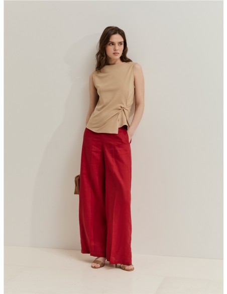 CAMISETA SM DRAPEADO LATER.CR BEIGE