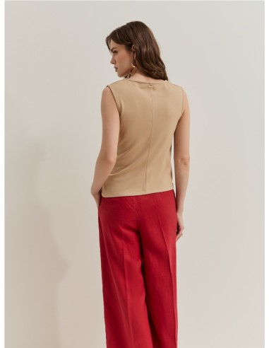 CAMISETA SM DRAPEADO LATER.CR BEIGE