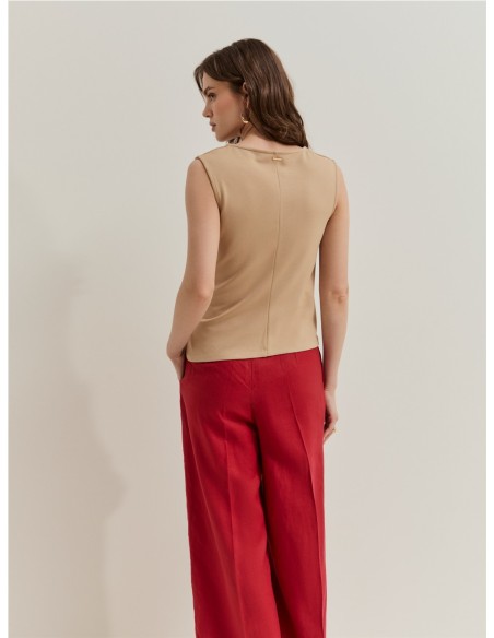 CAMISETA SM DRAPEADO LATER.CR BEIGE