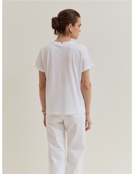 CAMISETA CR.EST FLOR DELANTERO BLANCO Y AZUL