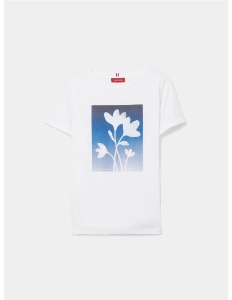 CAMISETA CR.EST FLOR DELANTERO BLANCO Y AZUL