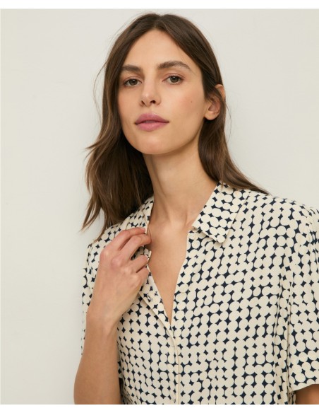 CAMISA CUELLO CAMISERO VISCOSA AZUL MARINO