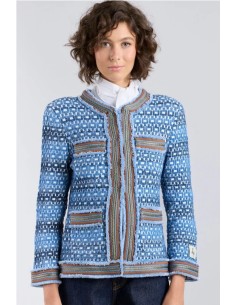 CHAQUETA CUADRADITOS Y PASAMAN AZUL