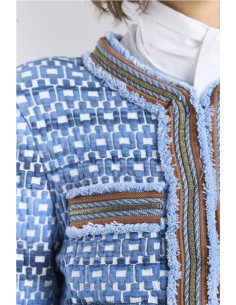CHAQUETA CUADRADITOS Y PASAMAN AZUL 2