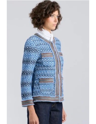 CHAQUETA CUADRADITOS Y PASAMAN AZUL