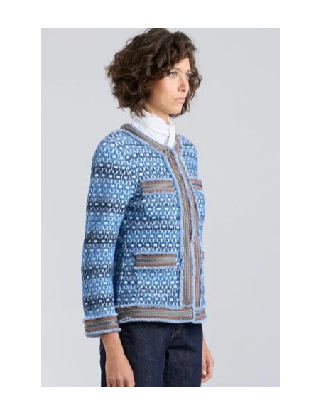 CHAQUETA CUADRADITOS Y PASAMAN AZUL