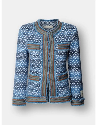 CHAQUETA CUADRADITOS Y PASAMAN AZUL