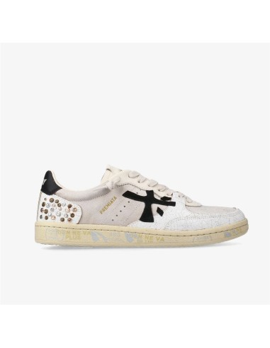 Descubre las zapatillas Premiata BSKT blancas de piel y ante. Diseño i