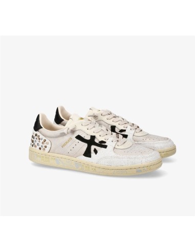 Descubre las zapatillas Premiata BSKT blancas de piel y ante. Diseño i