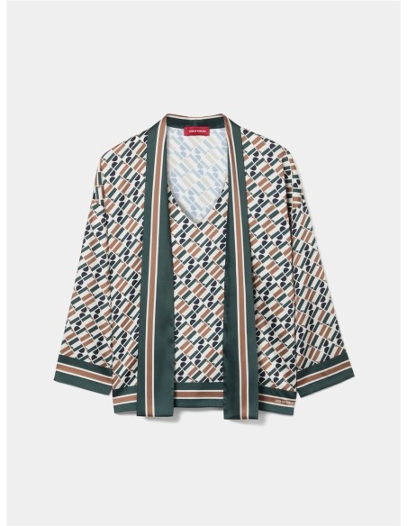 LP008451 Blusa estampada con lazo LION OF PORCHES
