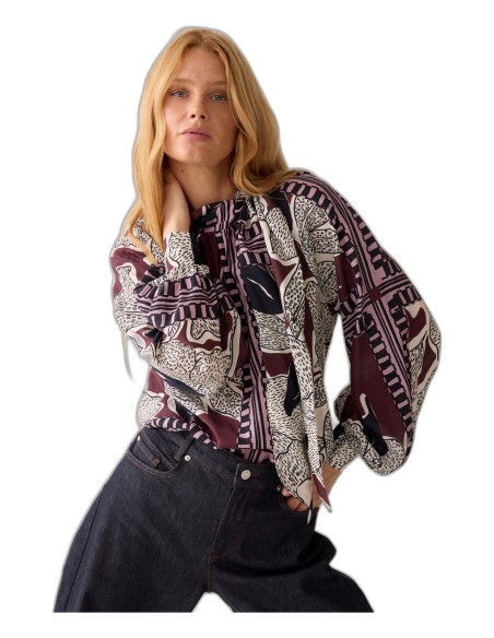 Camisa Summum con Estampado de Pañuelo y Lazada