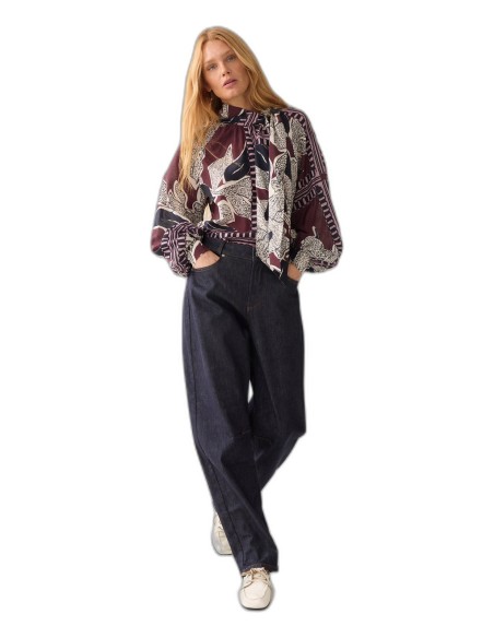 Camisa Summum con Estampado de Pañuelo y Lazada