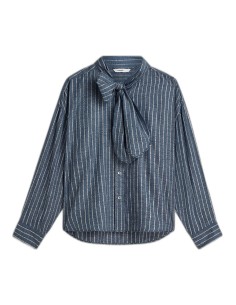 Blusa Denim SUMMUM con Lurex y Lazo Indigo