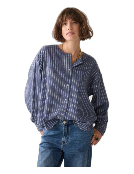 Blusa Denim SUMMUM con Lurex y Lazo Indigo