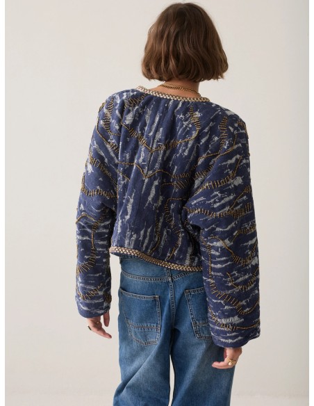 Cazadora Reversible Summum Indigo en Algodón