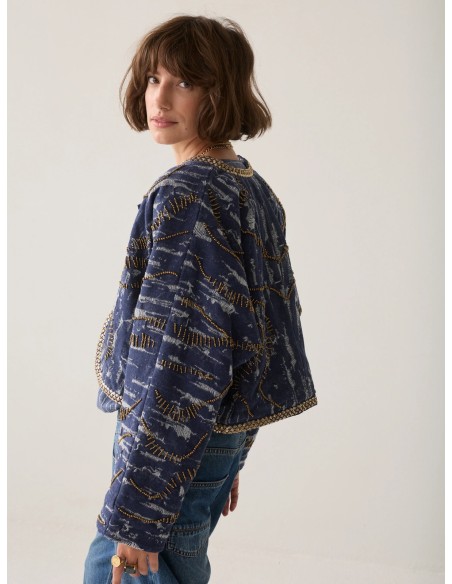 Cazadora Reversible Summum Indigo en Algodón
