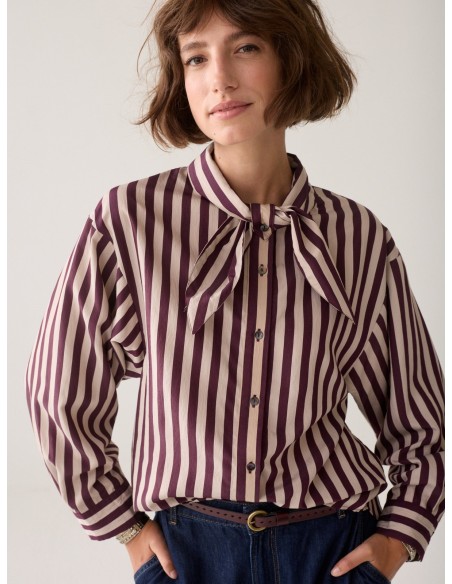 Blusa Summum de Rayas con Lazada en Viscosa Ecovero