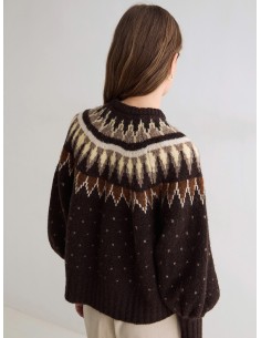 Jersey Yerse jacquard nordico Chocolate en mezcla de lana 2