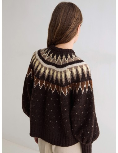 Jersey Yerse jacquard nordico Chocolate en mezcla de lana