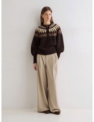 Jersey Yerse jacquard nordico Chocolate en mezcla de lana