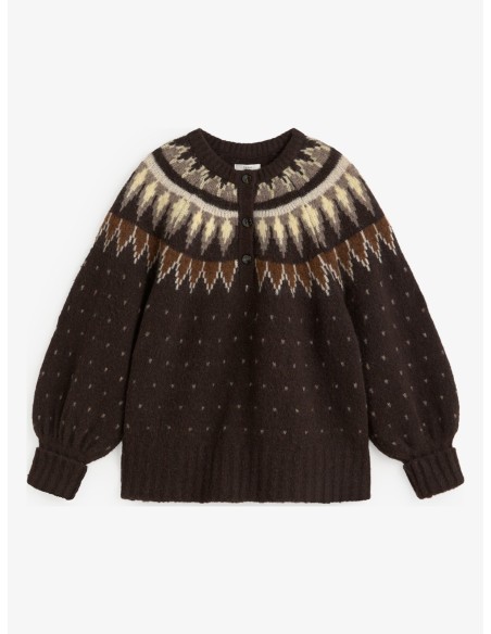 Jersey Yerse jacquard nordico Chocolate en mezcla de lana