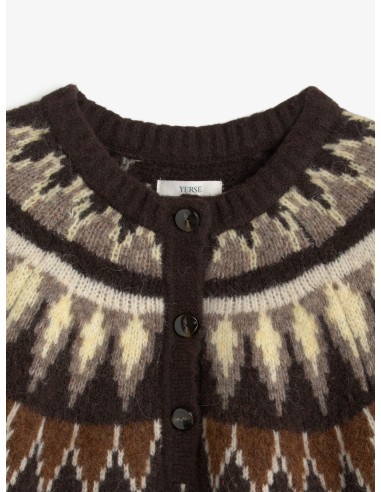 Jersey Yerse jacquard nordico Chocolate en mezcla de lana
