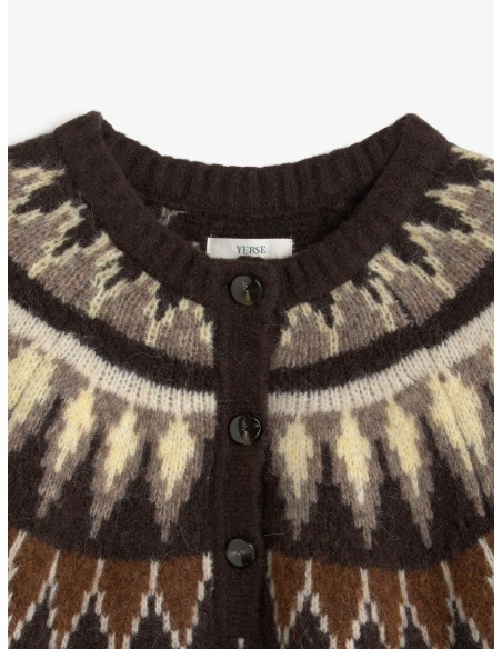 Jersey Yerse jacquard nordico Chocolate en mezcla de lana